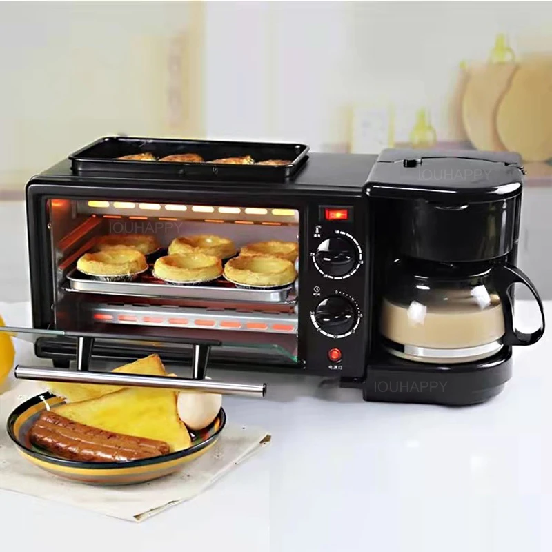 Kitchen 3 in 1 Breakfast Machine Coffee Machine Bread Toaster Electric Mini Oven Hot Dog Machine Cooking Roti Maker Household