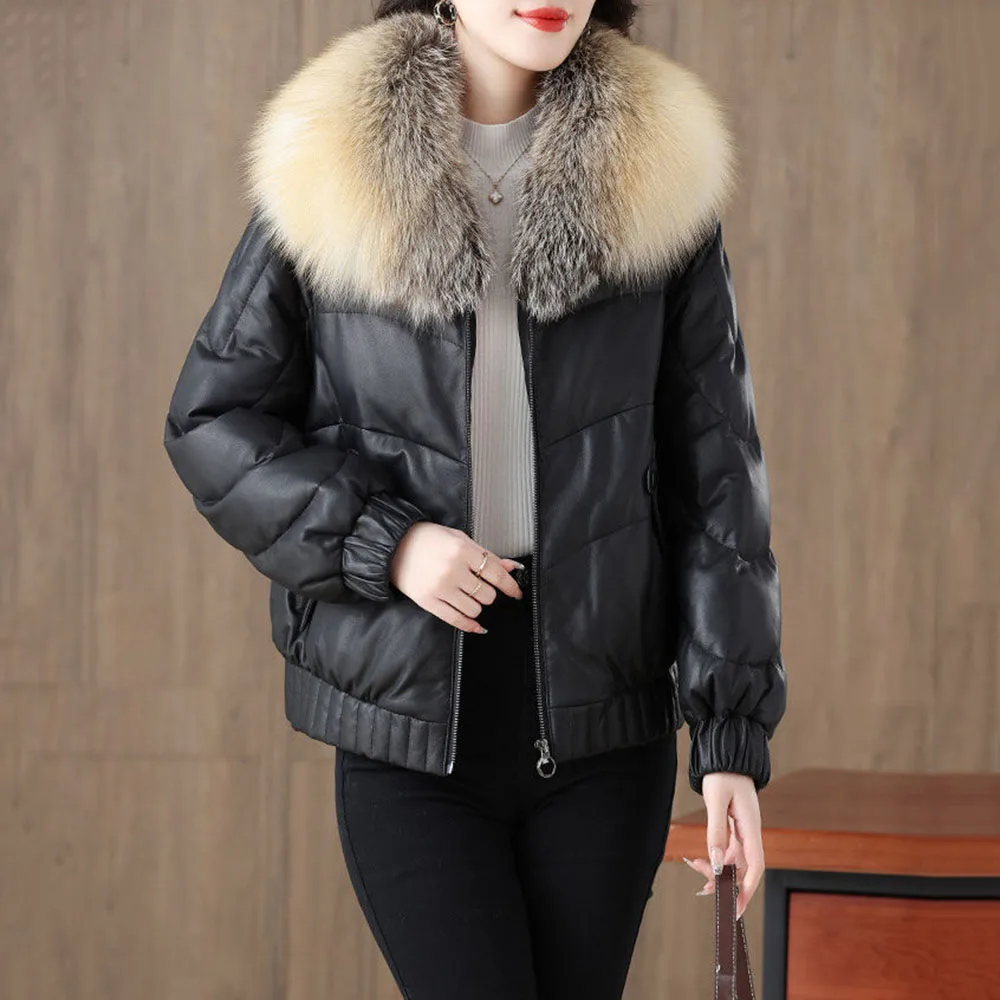 Модный пуховик Haining из меха и кожи Женская Овчина новинка 2024 зимнее меховое