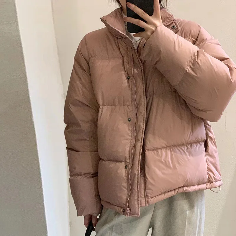 Short Down Jacket 2022 Winter New Candy-Colored Stand-Up Collar Single-Breasted Thickened White Duck Down Casual Bread Coat