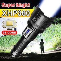 36 core xhp360 most high power led flashlights poweful torch rechargeable tactical light 5 modes zoomable camping hand lantern