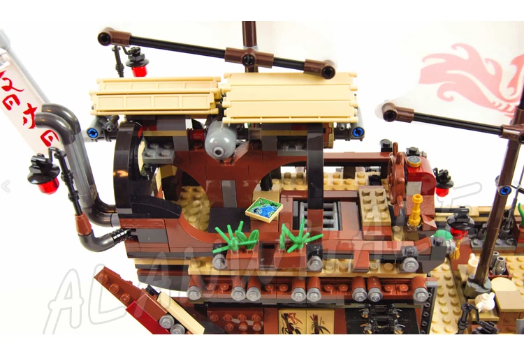 2363 шт. Shinobi Destiny's Bounty 3 модульные уровни Wu's Flying Ship Dragon 10723 строительные блоки