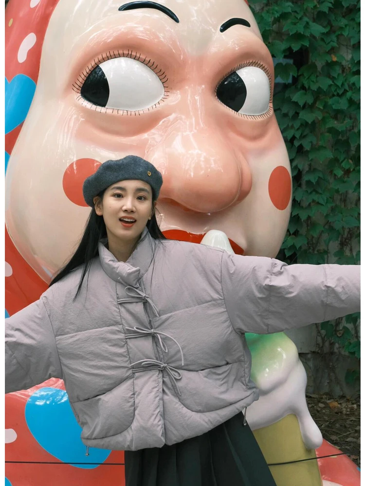 Короткий пуховик женский новинка 2024 зимнее пальто с хлопковой подкладкой куртка