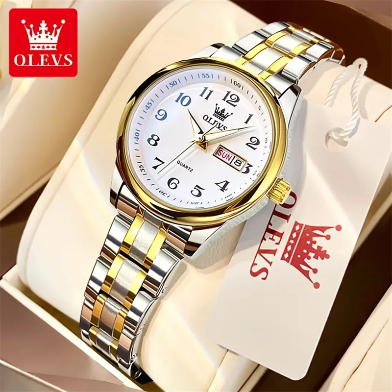 

OLEVS 5567 2023 Top Brand Luxury Stainless Steel Band Ladies Watches Fashion Gold Quartz Watch For Woman Wristwatch Reloj Hombre