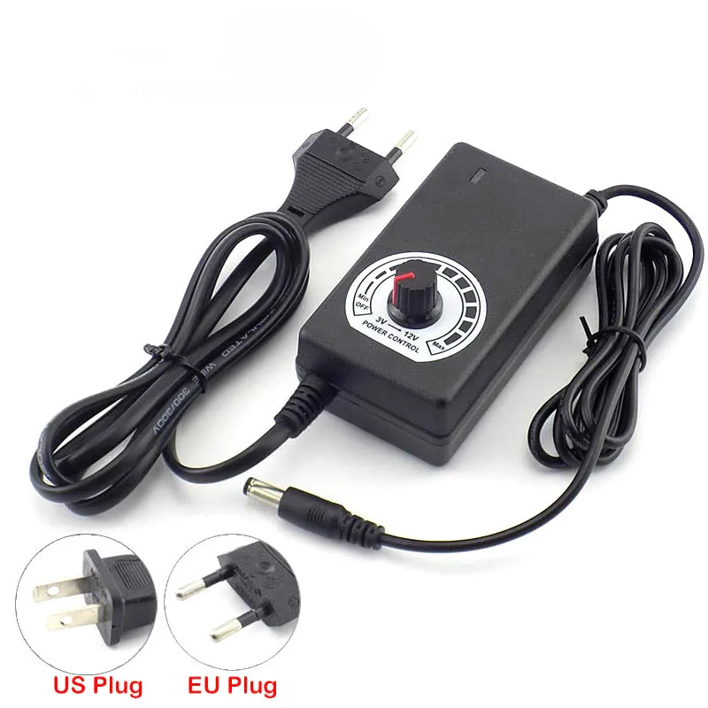 

Plug AC 100-240V to DC 3-12V 2A power adapter 24W Adjustable Power Supply Adapter Motor Voltage Regulator