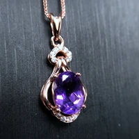 meibapjreal natural amethyst flower pendant necklace with certificate 925 pure silver purple stone fine jewelry for women