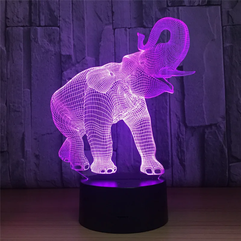 

3D Lamp LED Night Light Zoo Dance Elephant Action Figure 7 Colors TouchTable Decoration Light Optical Illusion