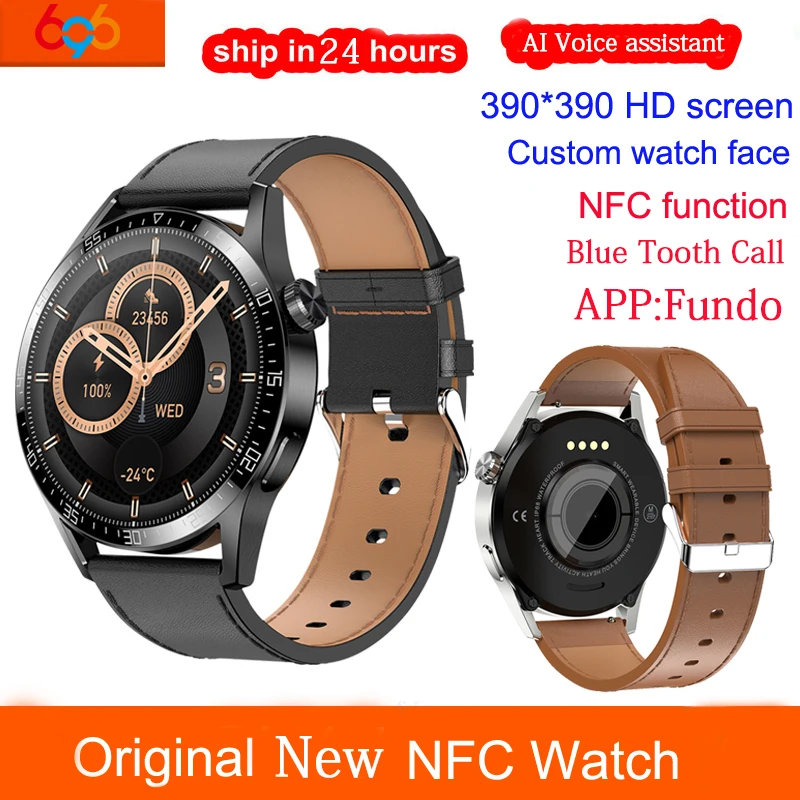 

New NFC Smart Watch 390*390 HD Screen Men Blue Tooth Call Business Sport Music Play Heartrate ECG Smartwatch For Android IOS