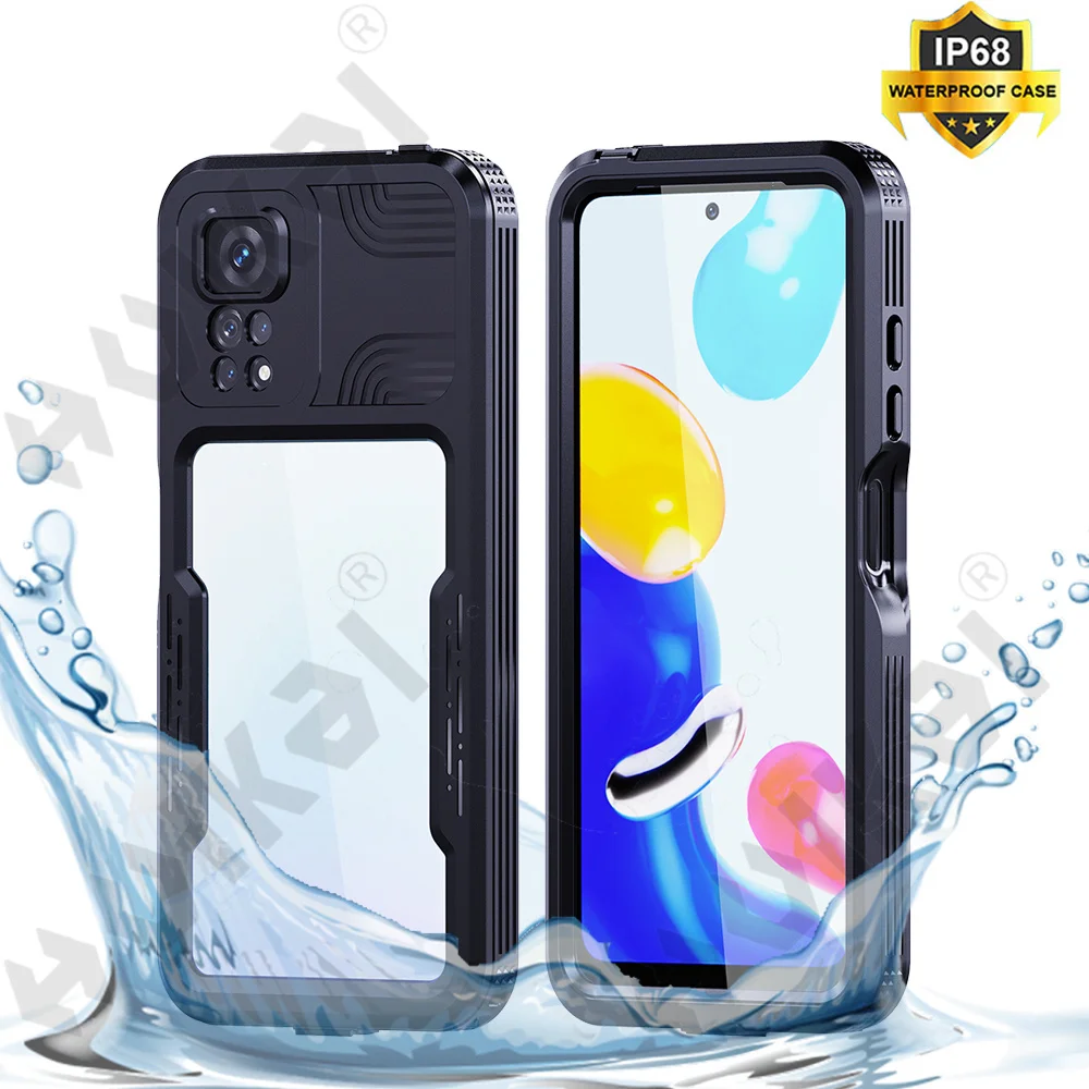 HUIKAI IP68 Shellbox Waterproof Case For Xiaomi Redmi Note 11 11S Pro Metal Aluminum Swimming Phone Luxury Cover Funda