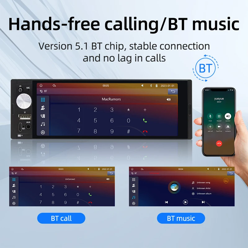 Автомобильный радиоприемник 1 Din беспроводной CarPlay Android-автомат Bluetooth
