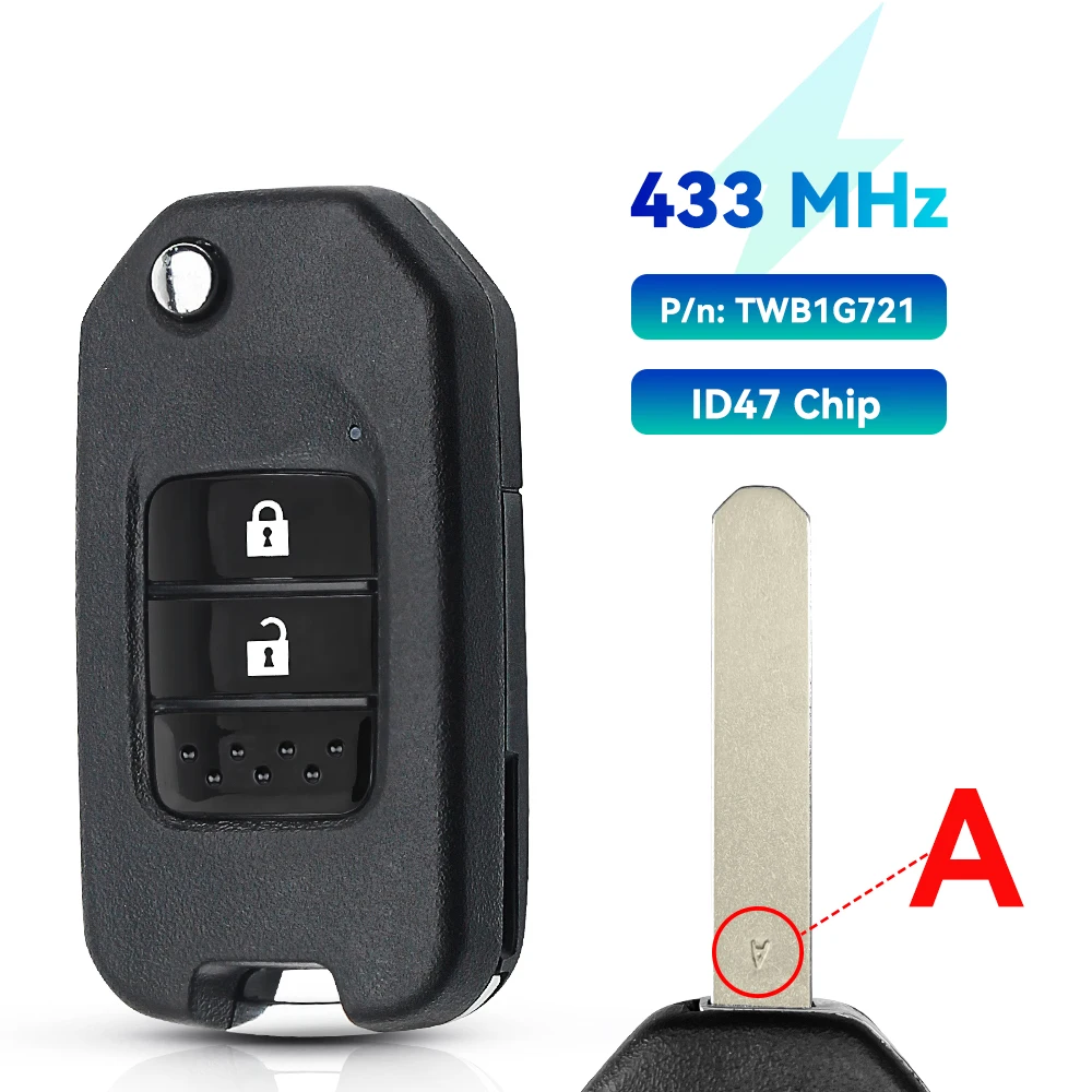 

KEYYOU A/G для Honda Civic Accord City CR-V Jazz XR-V Vezel HR-V FRV Spirior JADE ID47 удаленный автомобильный ключ 433 МГц HLIK6-3T/TWB1G721