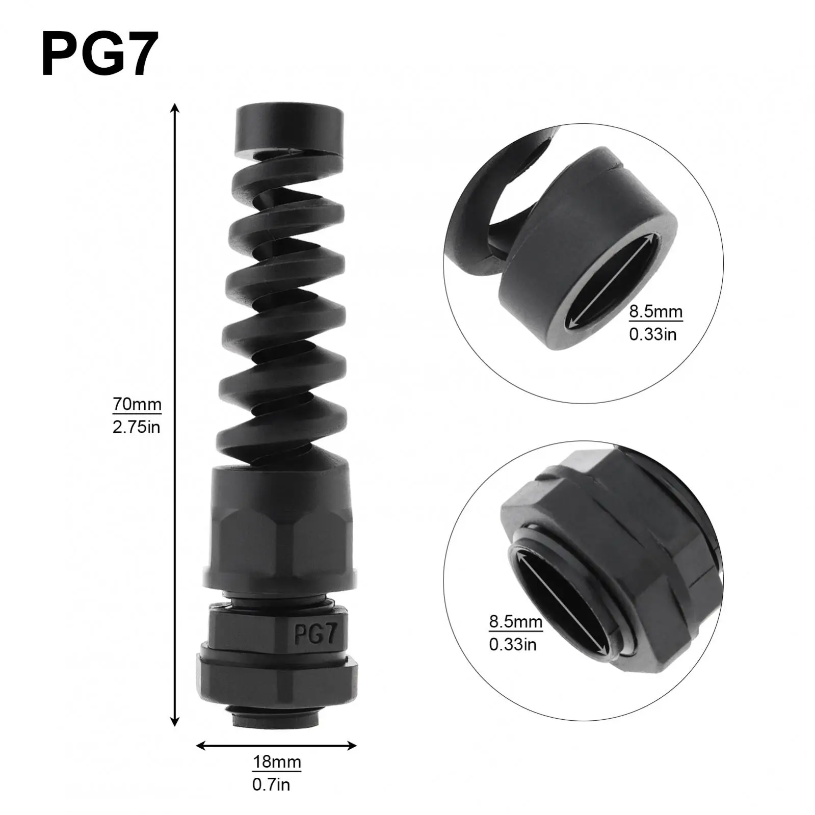 Водонепроницаемые кабельные вводы PG7 PG9 PG11 черный нейлон