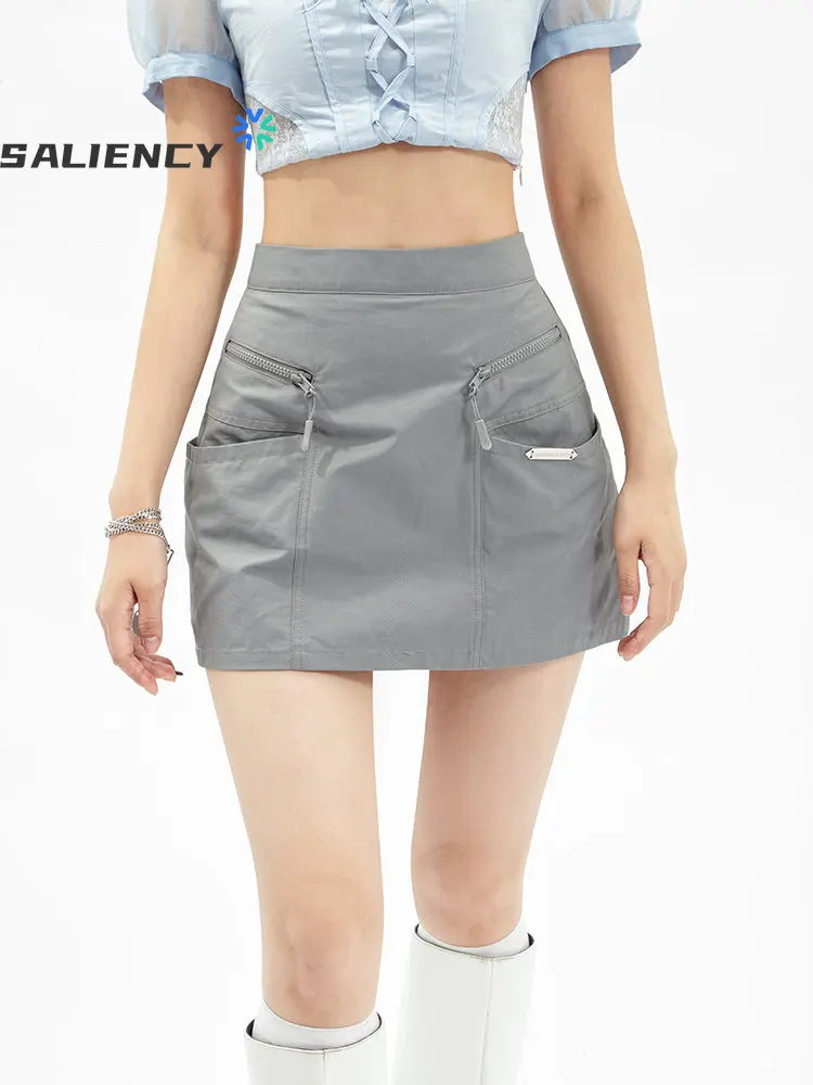 

Сексуальная американская мини-юбка с высокой талией для девочек, Женская Клубная одежда Y2K, уличная одежда 2023, летняя юбка-трапеция с большими карманами, наряды в готическом стиле