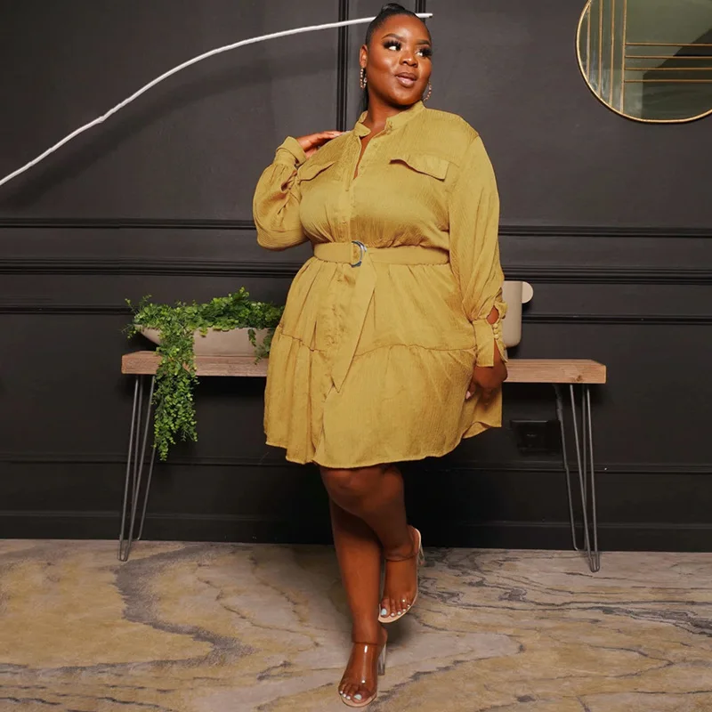 Женское повседневное офисное мини-платье размера плюс