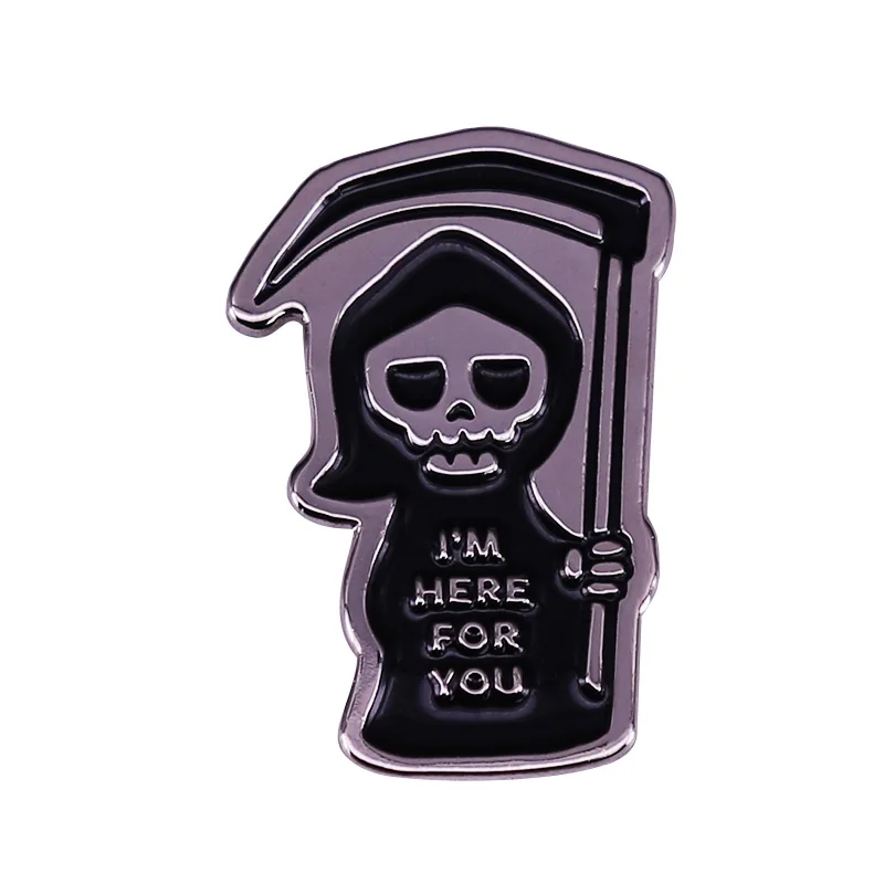 

Here for You Grim Reaper Gothic Death Enamel Brooch Pin Jacket Lapel Metal Pins Brooches Badges Exquisite Jewelry Accessories
