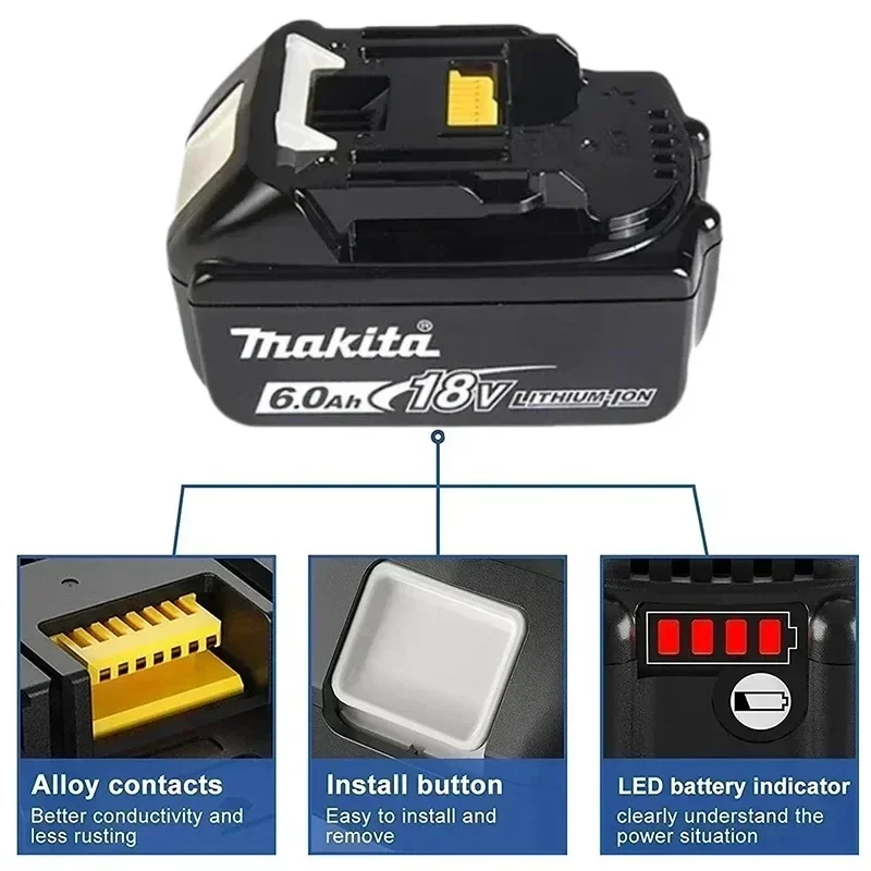 Последняя обновленная литиевая аккумуляторная батарея Makita BL1860 18 В 6 0 А для