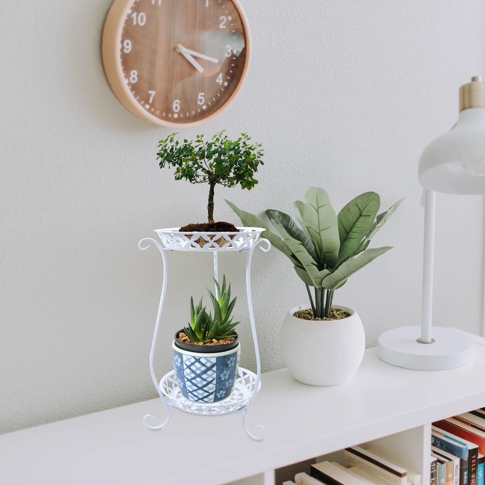 

Metal Stand Flower Display Stand 2 Tier Planter Rack Potted Holder Flower Pot Shelves Organizer Rack for Garden Balcony Patio