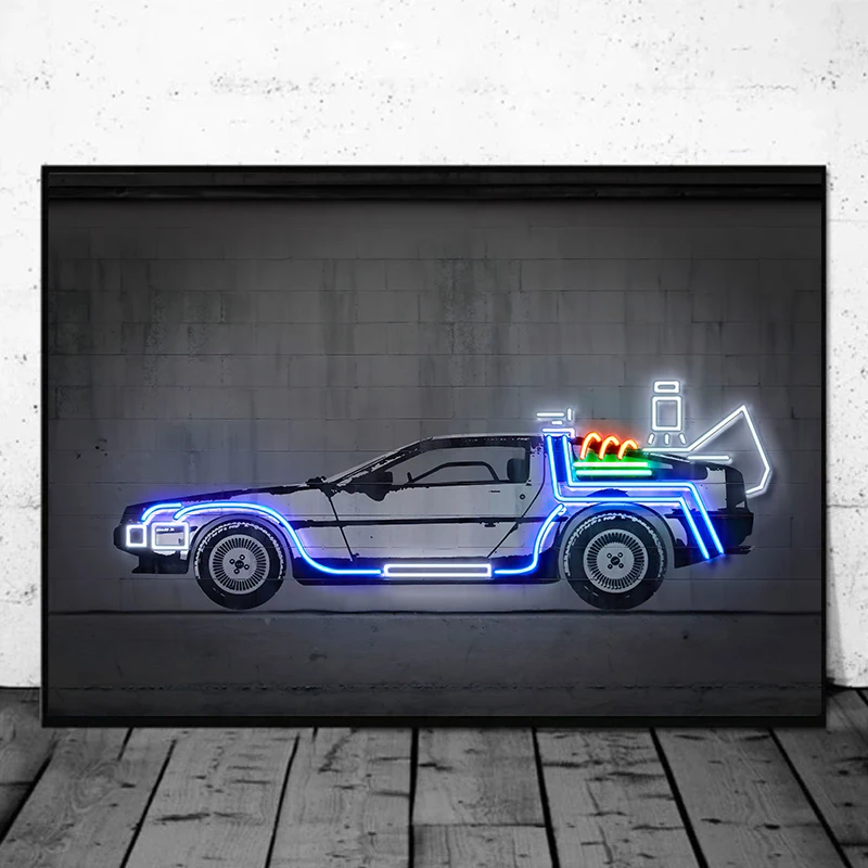 Неоновые автомобильные постеры 