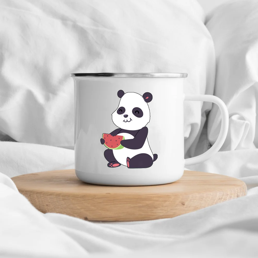

Милая кофейная кружка в виде панды, украшение для кемпинга, эмалированная Кружка для подарка подруге на день рождения