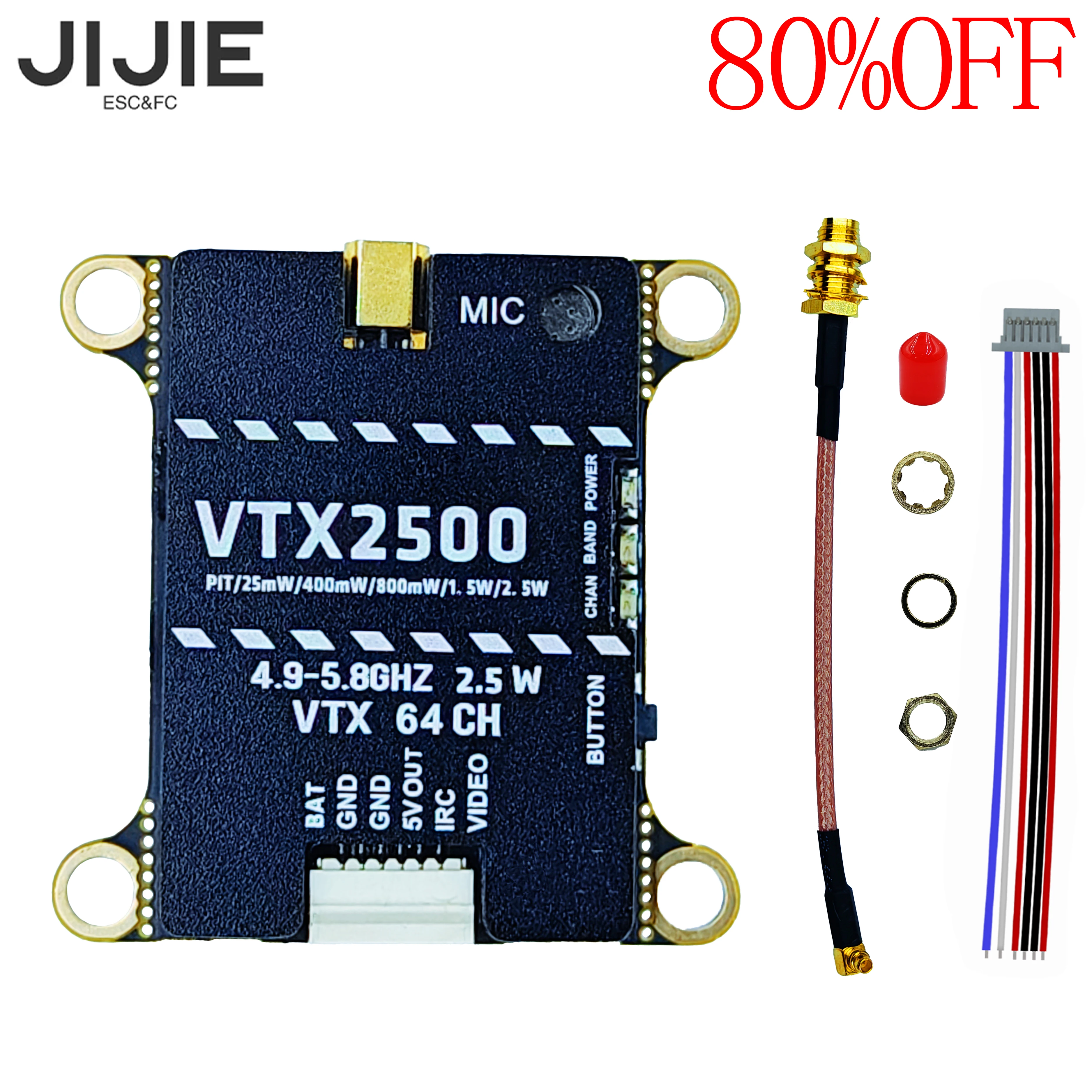 Фото JIJIE оригинальный новый 1,6 Вт VTX 2,5 Вт высокой мощности VTX 48CH цифровой видеопередатчик VTX для RC FPV дронов с фиксированным крылом дальнего действия №3