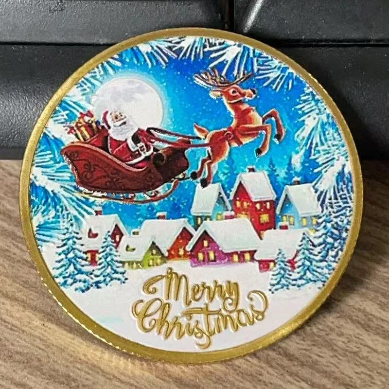 

Рождественская монета, сувенирная коллекция, монета Санта-Клауса с оленями