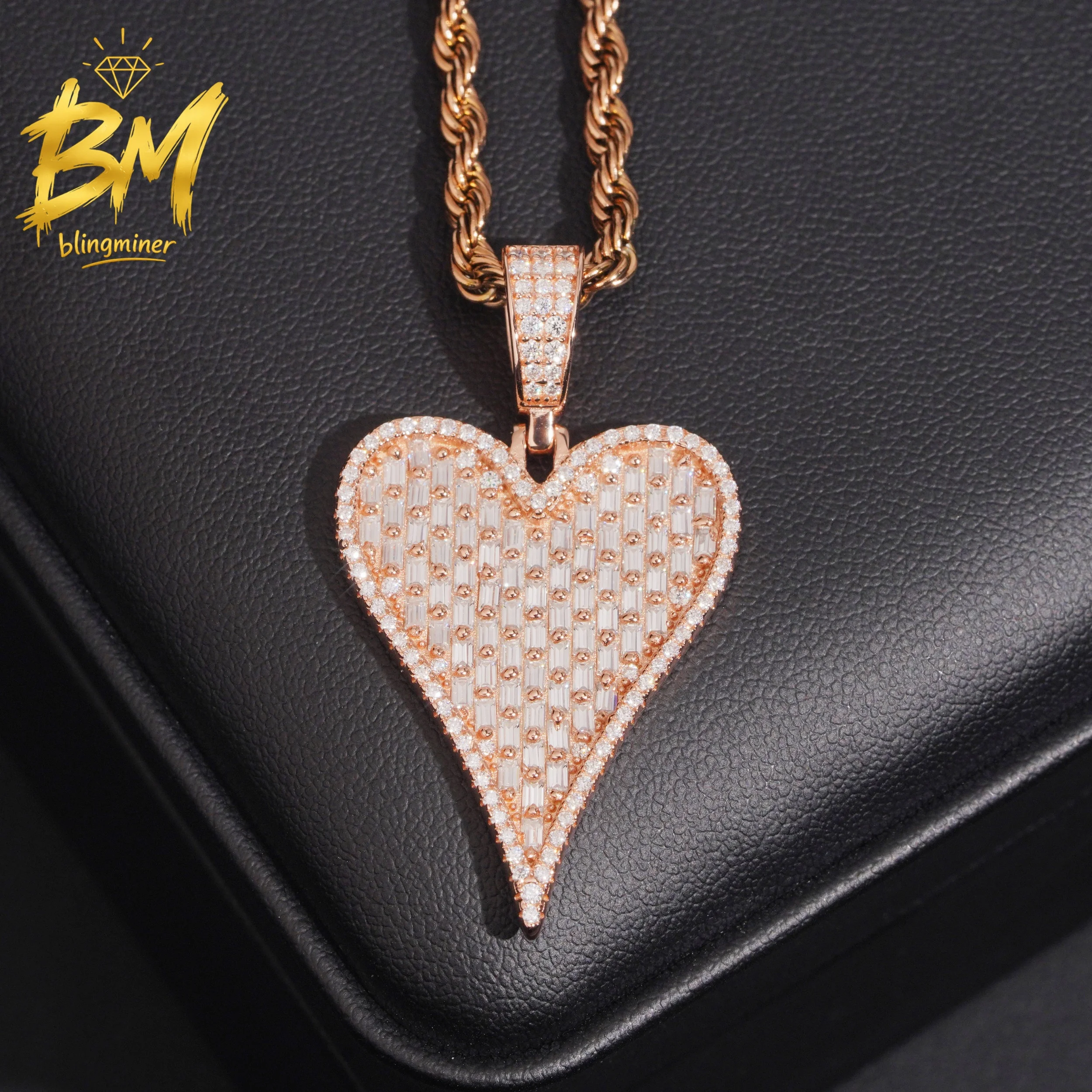 Фото Подвеска Blingminer Fine Heart S925 из серебра VVS с муассанитом для мужчин и женщин, ювелирные изделия, прошедшие проверку на алмазном тестере, бесплатная доставка №5