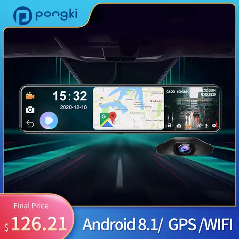 Видеорегистратор Pongki D90, HD 1080P, 12 дюймов, Android 8,1, 4G, GPS