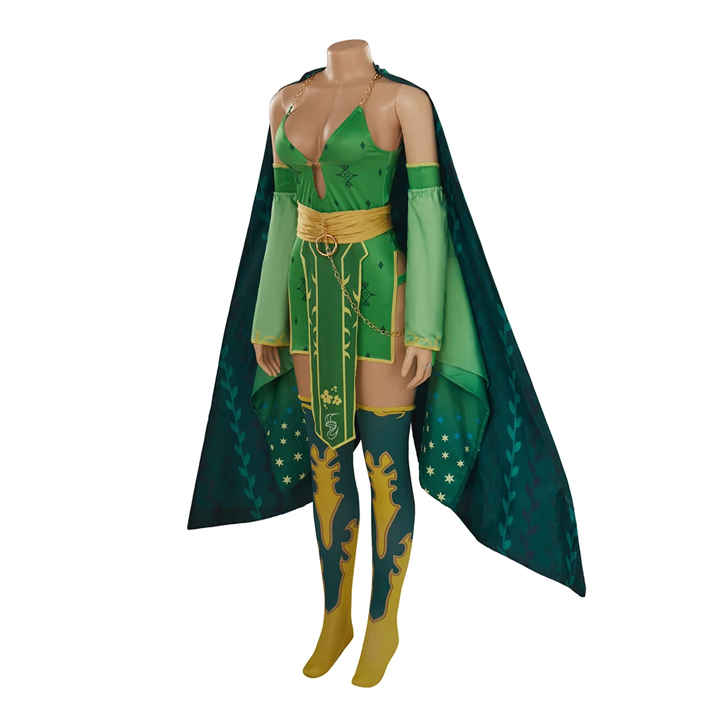 Rydia косплей костюм игры FF IV сексуальное зеленое платье Хэллоуин Вечерние наряды