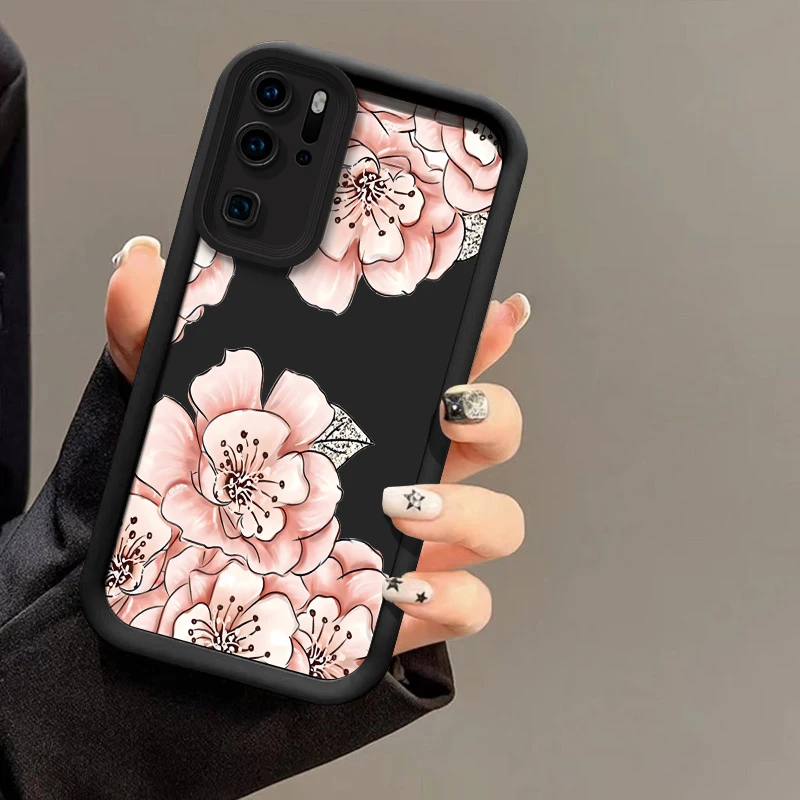 Силиконовый чехол с цветами для Huawei P30 P50 P20 P40 Pro Lite P Smart 2019 защита объектива камеры