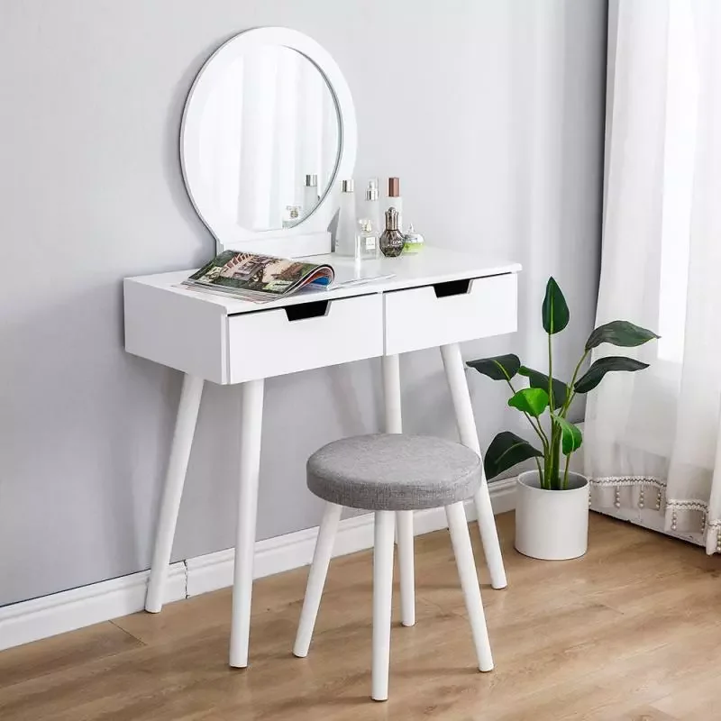 

Dressing Table Modern Simple Makeup Table Storage Cabinet Dresser With Stool Mirror Corridor Bedroom FurnitureNordic Vanity Desk