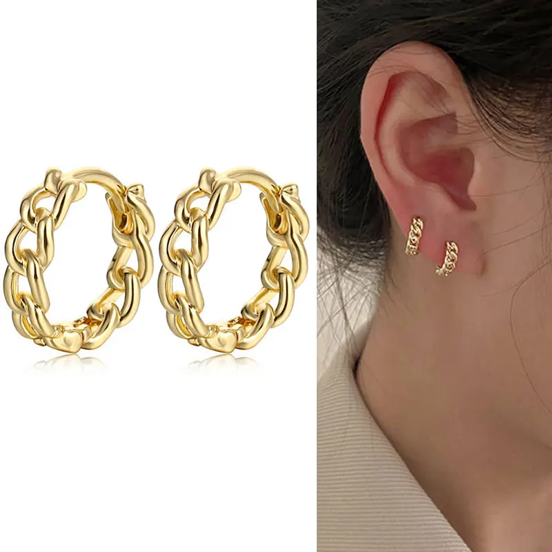 

Chain twist circle stud earrings for women 2021 trend fashion korean style aesthetic designer earrings for men jewelry wholesale