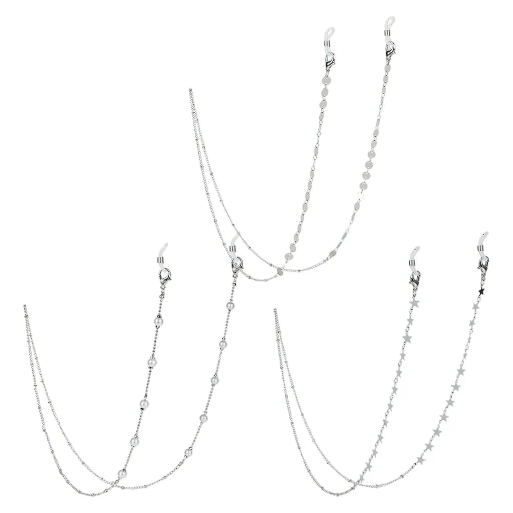 

Fashion Glasses Chain Necklace Holder Sunglasses Anti-Mask Glasses Glasses Silver Unisex Retainer Chain Cords for Women Girls