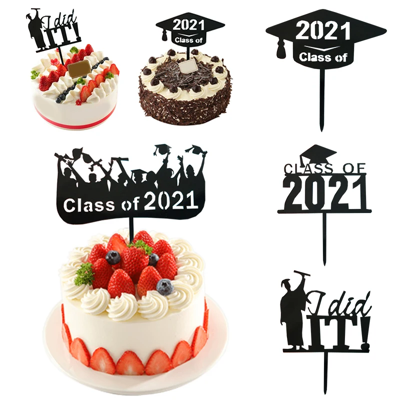 

1Pcs Acrylic Congrats Grad Cake Topper 2021 Acrylic Cupcake Topper For Graduation College Celebrate Party Cake Decorations