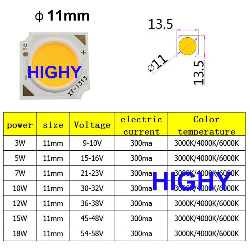 

Светодиодные чипы COB 3W5W7W10W