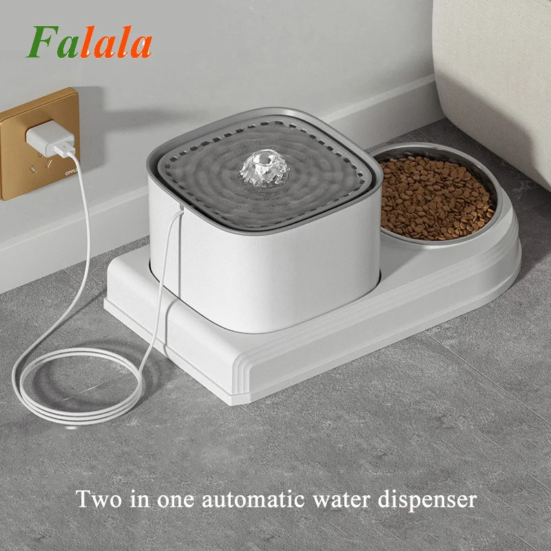 

2in1 Cat Water Fountain Automatic Cats Drinker and Feeding Bowl 3L Recirculate Filtring Pet Cats Drinking Water Dispeneser