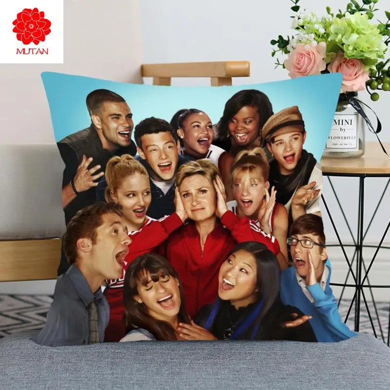 

New Nice Glee Pillow Cover Bedroom Home Office Decorative Pillowcase Square Zipper Pillow case Satin Soft Cover
