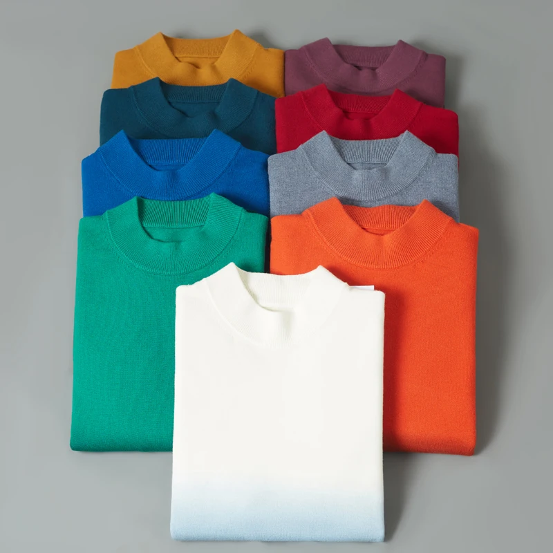 Мужская теплая водолазка плотный свитер с градиентом цвета вязаный пуловер в