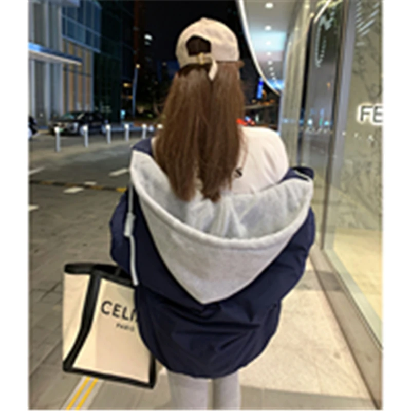 Новая бейсбольная куртка с капюшоном женское осенне-зимнее пальто 2022 свободная