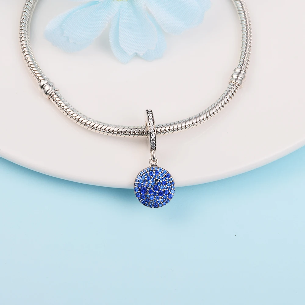 CKK Бусины Классическая элегантность с Королевской голубой CZ подвеской Серебро 925 Бусины Подходят для оригинального браслета Charms Kralen DIY on.