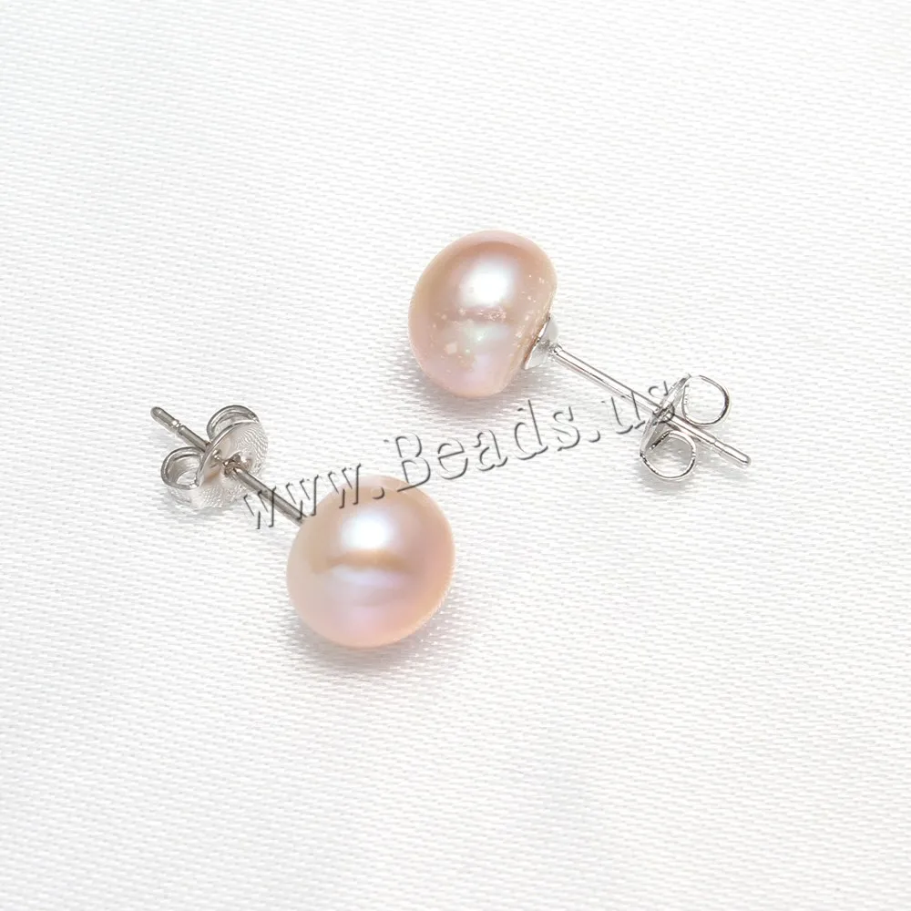 1 пара/кор. серьги из натурального пресноводного жемчуга розового цвета с