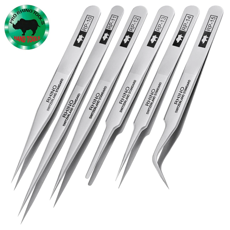 

PRO RHINO TOOLS RP Series High-Hardness Carbon Steel Anti-Magnetic Anti-acid Tweezers for Beauty Electronics Jewelry Industry