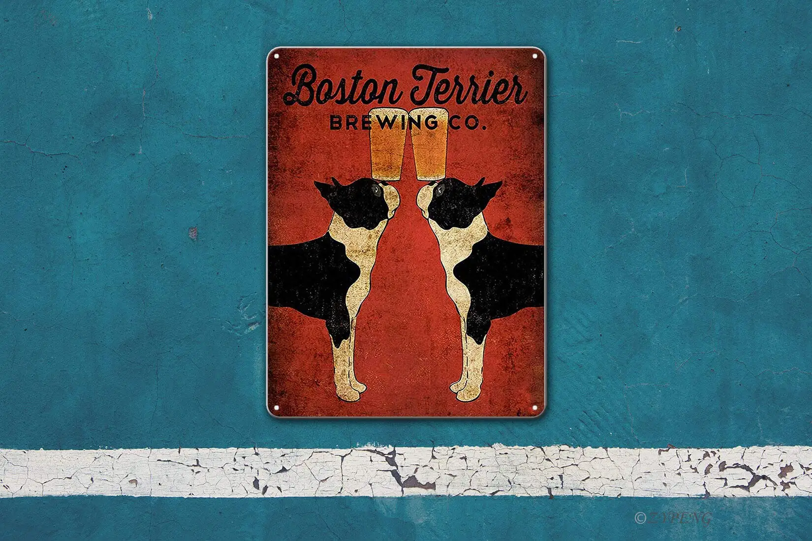 ZYPENG Boston Terrier brew Co. Beer Crafting Retro Wall Home Decor металлические ретро-знаки металлический