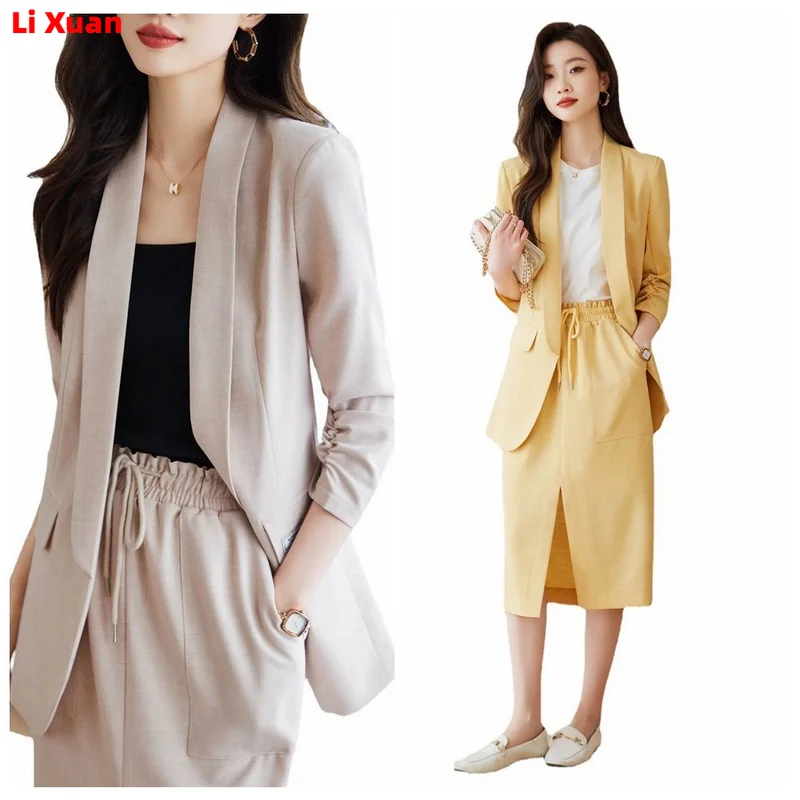 High Quality Korean Spring Pencil Skirt Blazer Sets Outfits Female Formal Business Womens Office Ladies Work Jacket 2-piece Suit