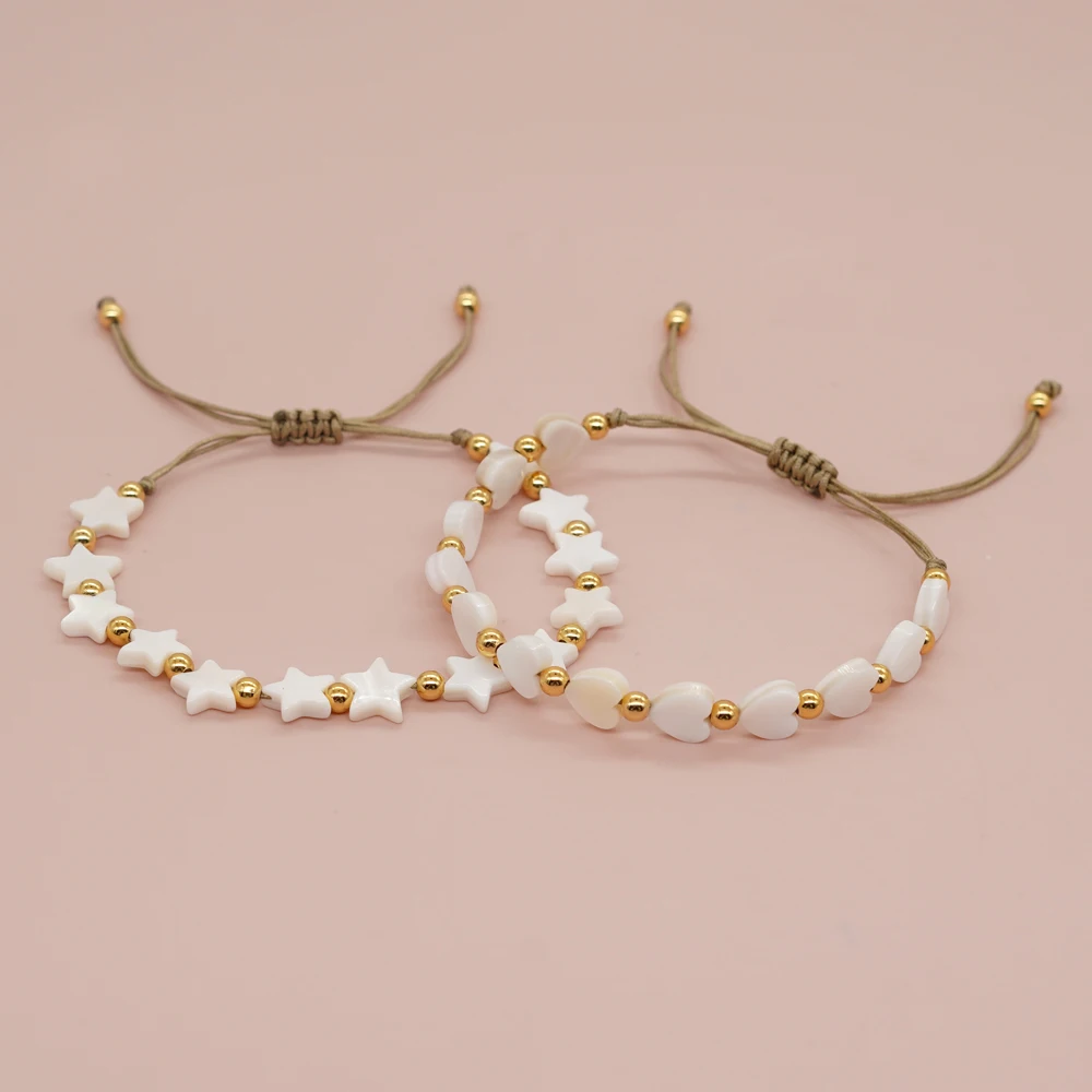 

Go2boho Love Heart Star Mother of Pearl Shell Bracelet For Women Summer Beach Bohemia Jewelry Bracelets 2023 New In