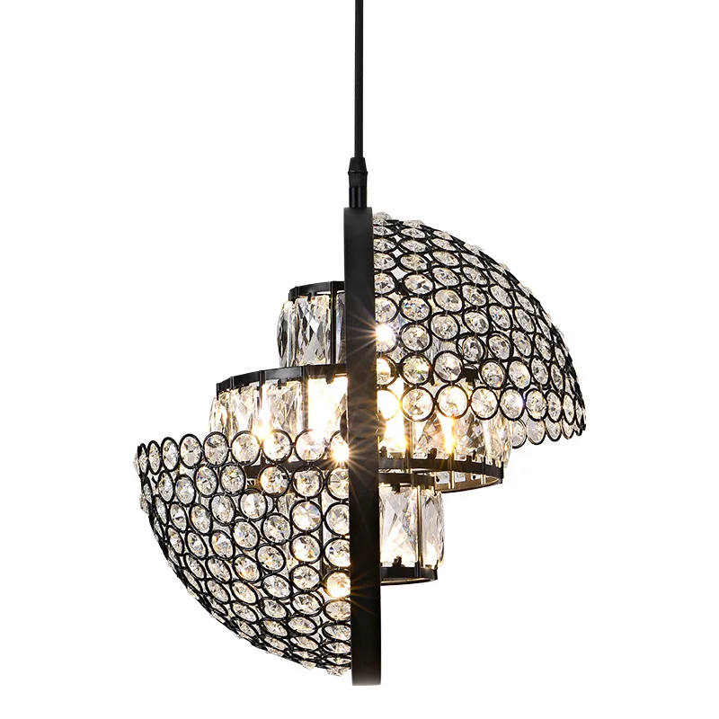 

Nordic Denmark LED Pendant Light Black Gold Ceiling Chandelier For Dining Room Living Room Crystal Suspension Light