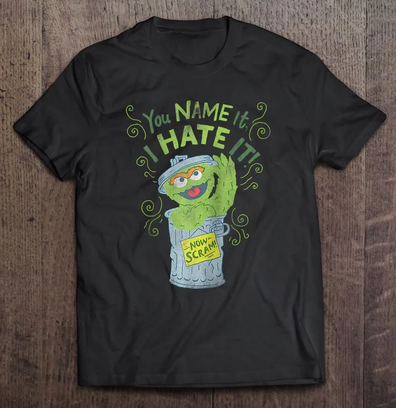 

Sesame Street Oscar The Grouch I Hate It T-Shirts Tee Shirt Men Shirt Gym Cotton Men Tee Shirt Men Aesthetic Clothing T-Shirts
