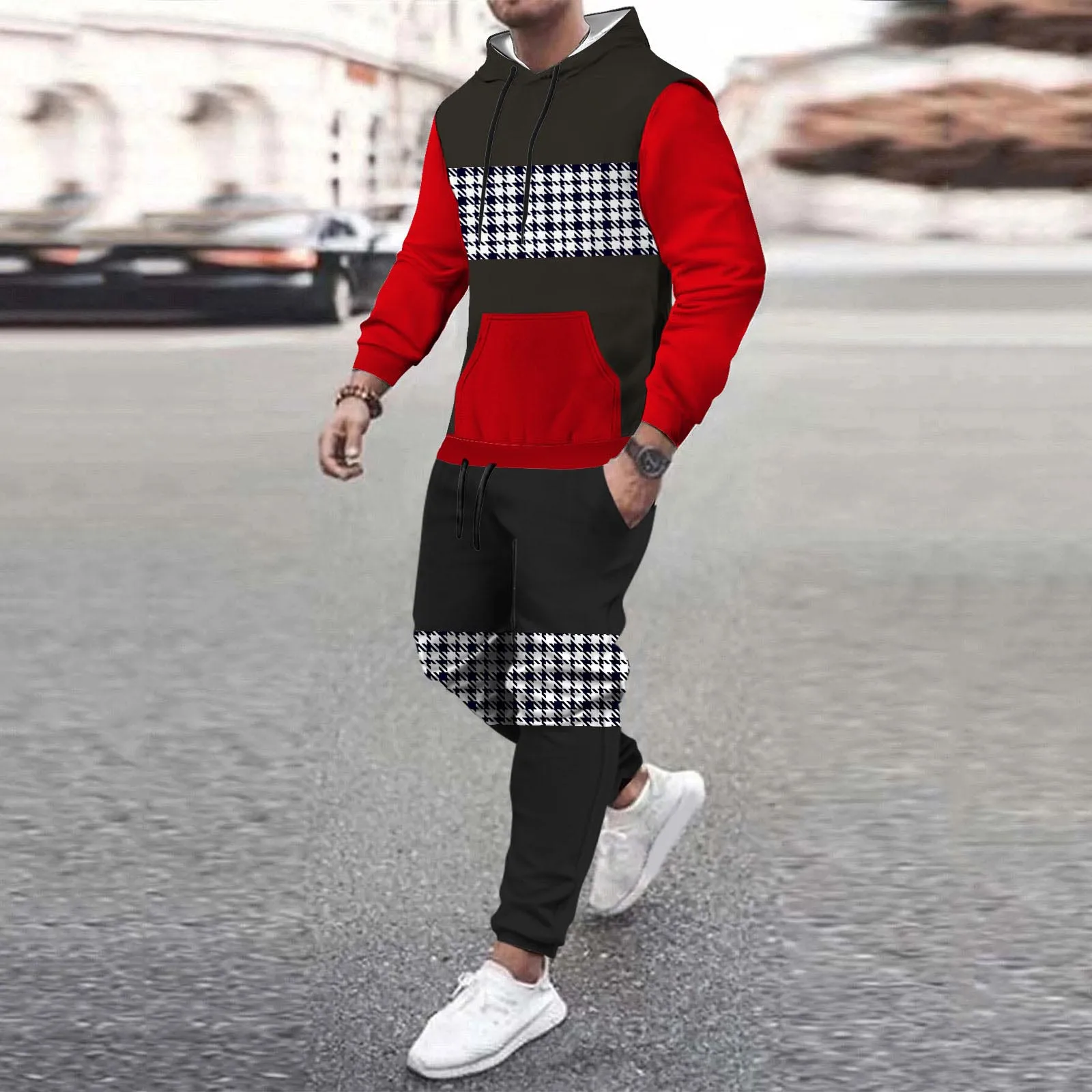 Men 2 Piece/Set Sweatshirt + Sweatpants  Spring Autumn Casual Streetwear Tracksuit Set Hoodie Trousers Men Clothing