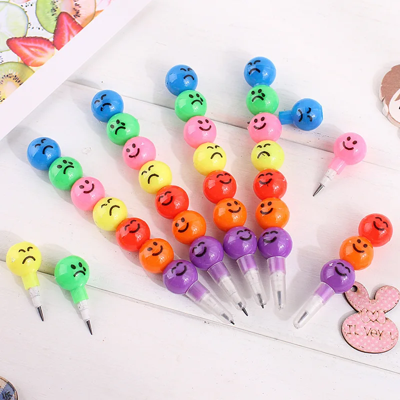 

20Pcs Toys Pencils 7 Colors Stacker Swap Smile Face Children Pencils for School Stationery