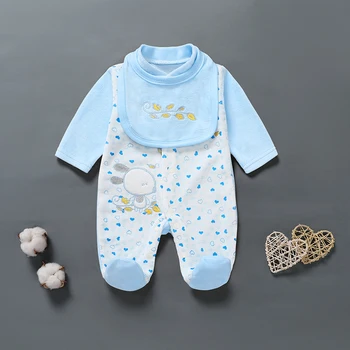 Newborn Clothing 0 12 Months Fox Love Spot Pattern Walking Clothes with Saliva Towel for Boys and Girls in Winter 1