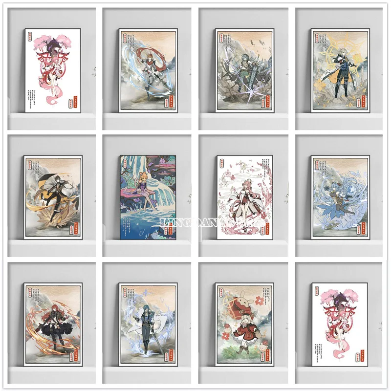 

Алмазная живопись, аниме Genshin Impact in Ukiyo-e style орех, полностью Алмазная вставка, игровой постер «сделай сам», Набор для вышивки крестиком, домаш...