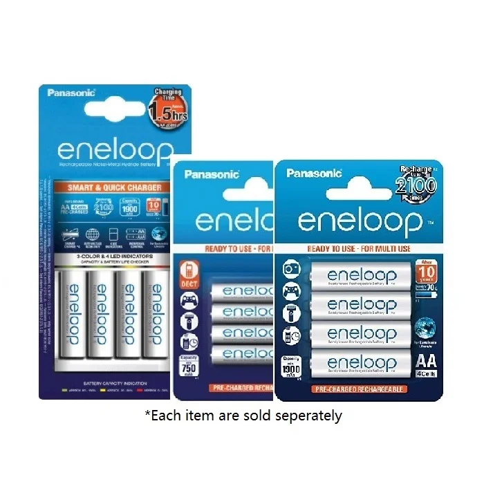 

Panasonic 1.5hrs Quick Charger Eneloop with 4 AA TYPE 2000mah rechargeable Battery Set - K-KJ55MCC40E